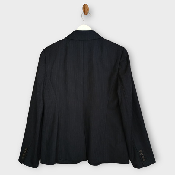 J. Crew Blazer Women 12P Navy Striped 1035 Super 120s Wool Career Jacket Pocket - Picture 2 of 14